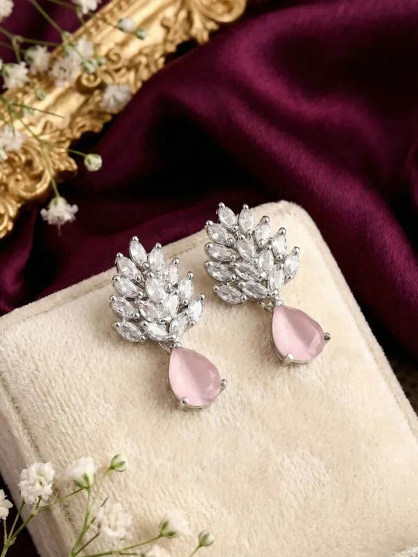 Pink_Stoned_Silver_Plated_Fashionable_Earrings_For_Women