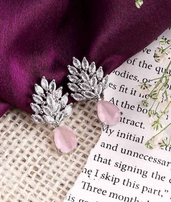 Pink_Stoned_Silver_Plated_Fashionable_Earrings_For_Women