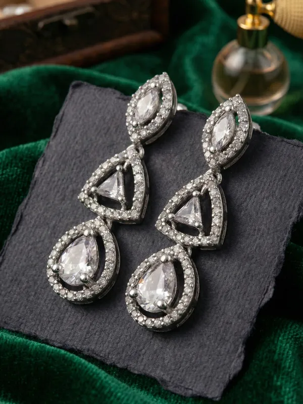 Silver_AlloyAD_Stoned_Fashionable_Earrings_For_Women
