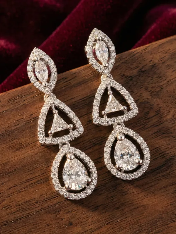 Silver_AlloyAD_Stoned_Fashionable_Earrings_For_Women