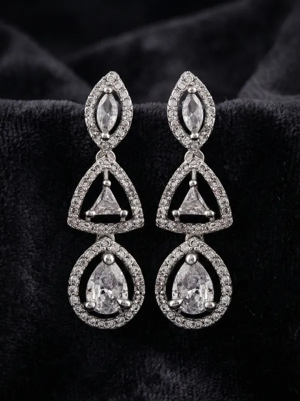 Silver_AlloyAD_Stoned_Fashionable_Earrings_For_Women