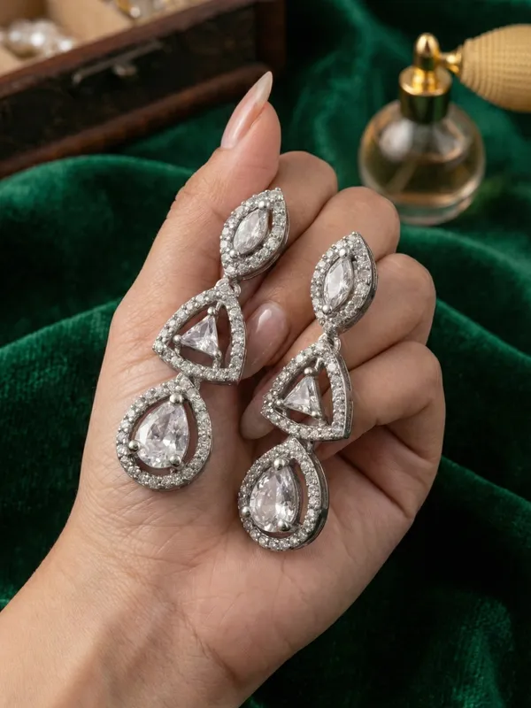 Silver_AlloyAD_Stoned_Fashionable_Earrings_For_Women
