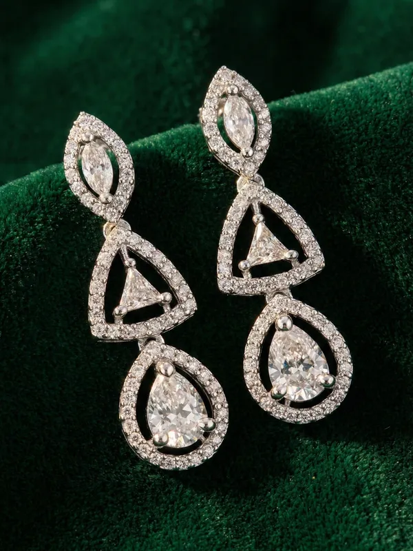 Silver_AlloyAD_Stoned_Fashionable_Earrings_For_Women
