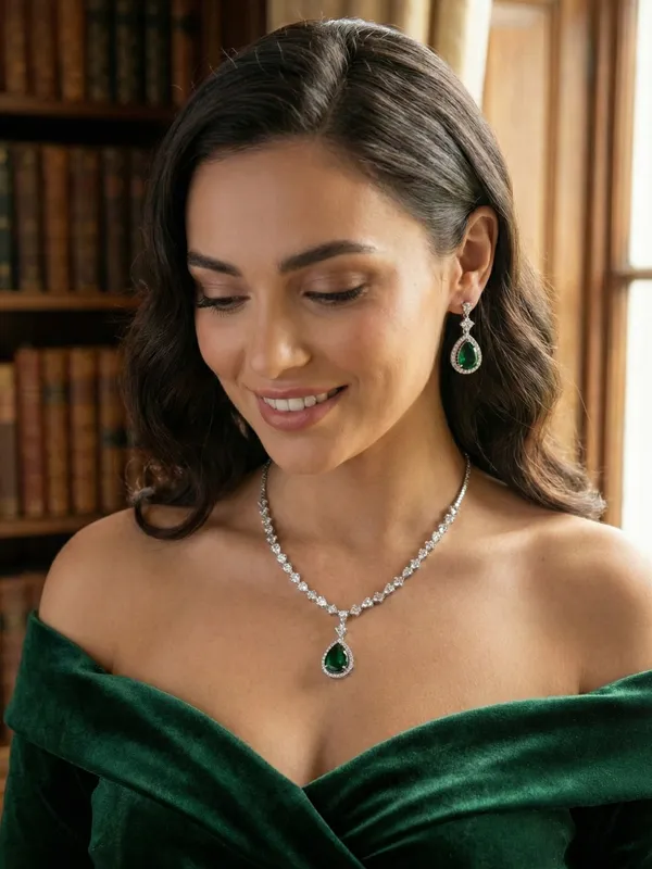 Silver_Green_Alloy_Elegant_Jewellery_Set_For_Women