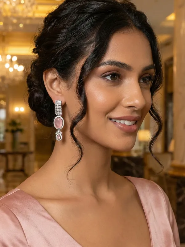Pink_Alloy_Elegant_Earrings_For_Women
