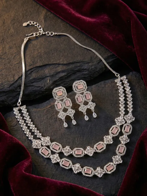 Pink_Alloy_Elegant_Necklace_Set_For_Women