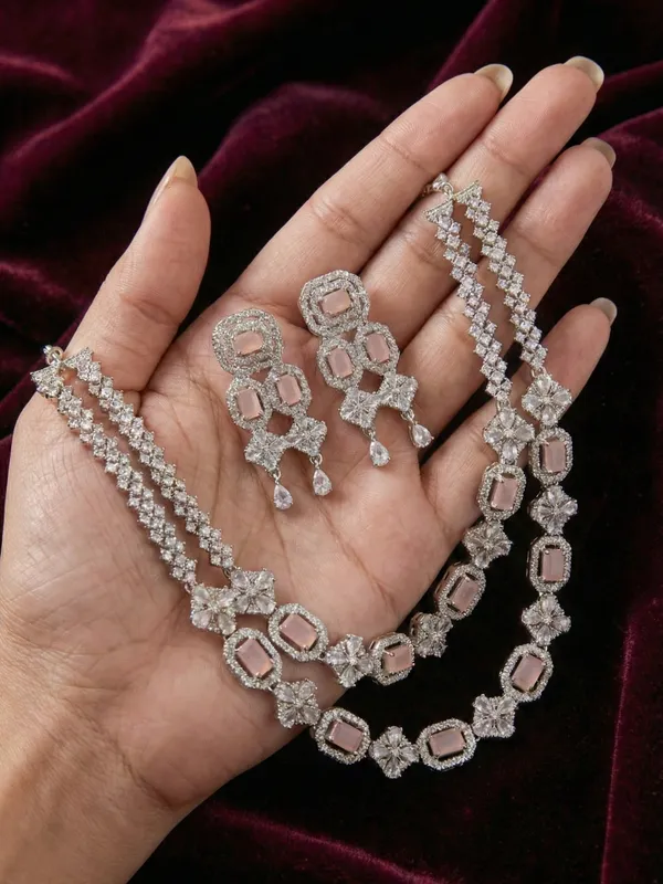Pink_Alloy_Elegant_Necklace_Set_For_Women