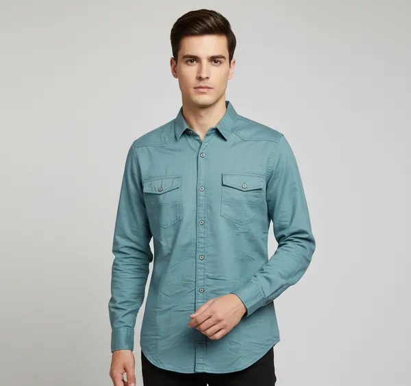 Teal_Blue_Rfd_Premium_&_Elegant_Double_Pocket_Shirt_For_Unisex