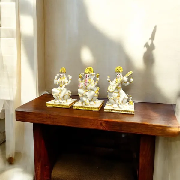 Off_White_&_Golden_Lord_Laxmi_Ganesh_Saraswati_Idol_Best_For_Puja_Diwali_Decoration_Items