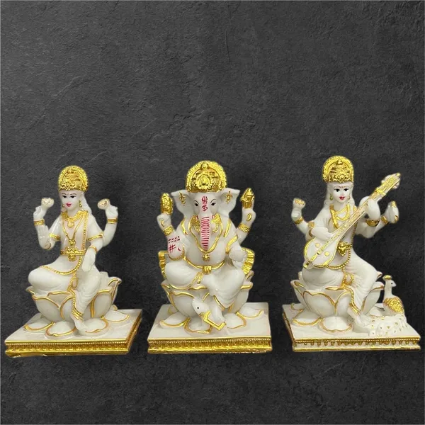 Off_White_&_Golden_Lord_Laxmi_Ganesh_Saraswati_Idol_Best_For_Puja_Diwali_Decoration_Items