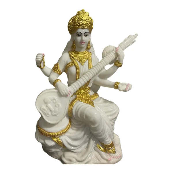 White_Maa_Saraswati_Idol_Marble_Look_Murti_Best_For_Institutions