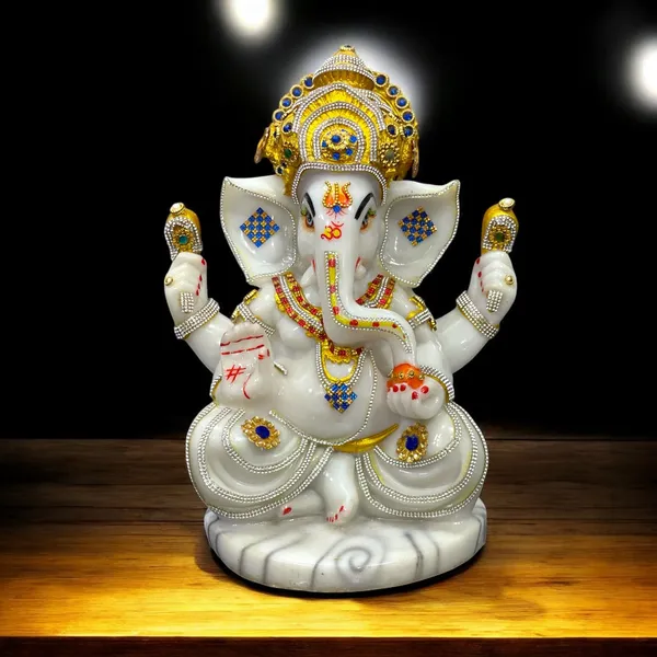 Off_White_&_Golden_Lord_Ganesha_Marble_Statue_Best_Gift_For_Griha_Pravesh_Ganpati_Decorative_Murti_Figurine