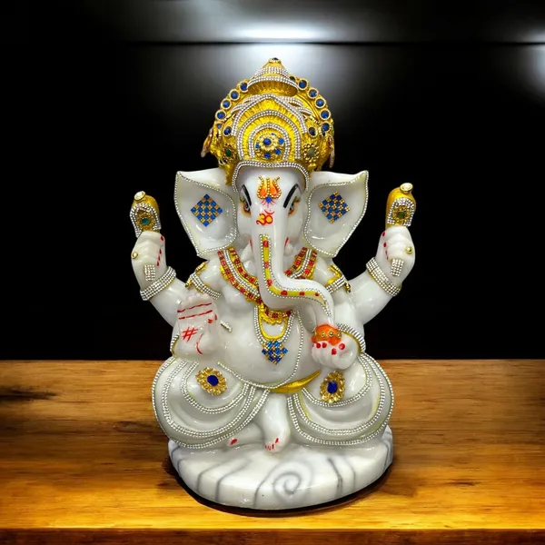 Off_White_&_Golden_Lord_Ganesha_Marble_Statue_Best_Gift_For_Griha_Pravesh_Ganpati_Decorative_Murti_Figurine