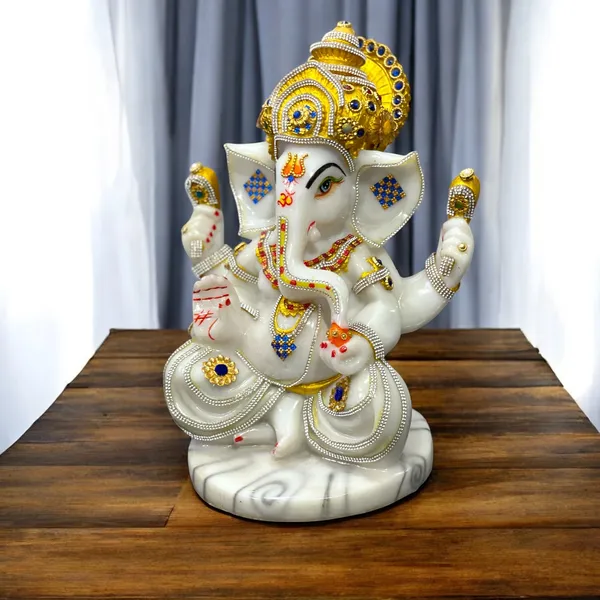 Off_White_&_Golden_Lord_Ganesha_Marble_Statue_Best_Gift_For_Griha_Pravesh_Ganpati_Decorative_Murti_Figurine