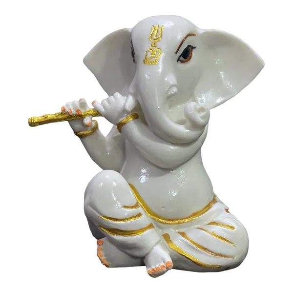 White_White_Marble_Bansuri_Ganesha_Murti_Statue_Figurine_For_Home_Decor
