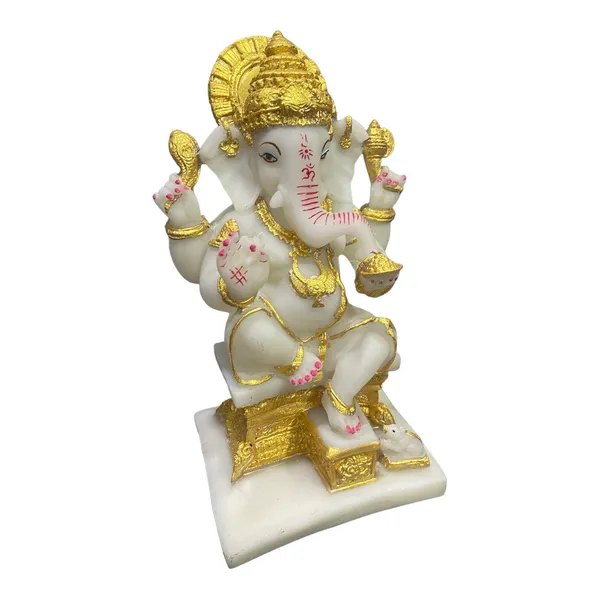 Off_White_&_Golden_Gajanan_Ganpati_Bappa_Murti_White_Marble_Look_Idol_Gift_For_Griha_Pravesh
