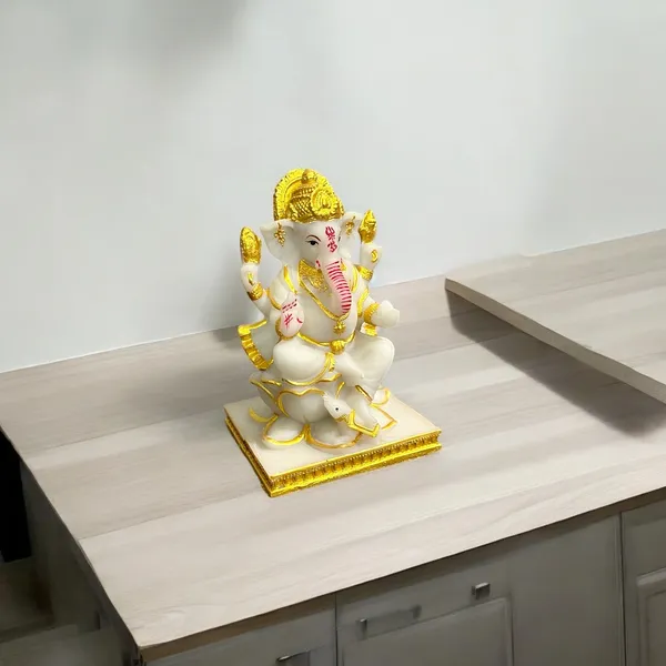 Off_White_&_Golden_Lord_Ganesha_Marble_Statue_Best_Gift_For_Home_Office_Shop_Puja_Ghar_Murti_Figurine