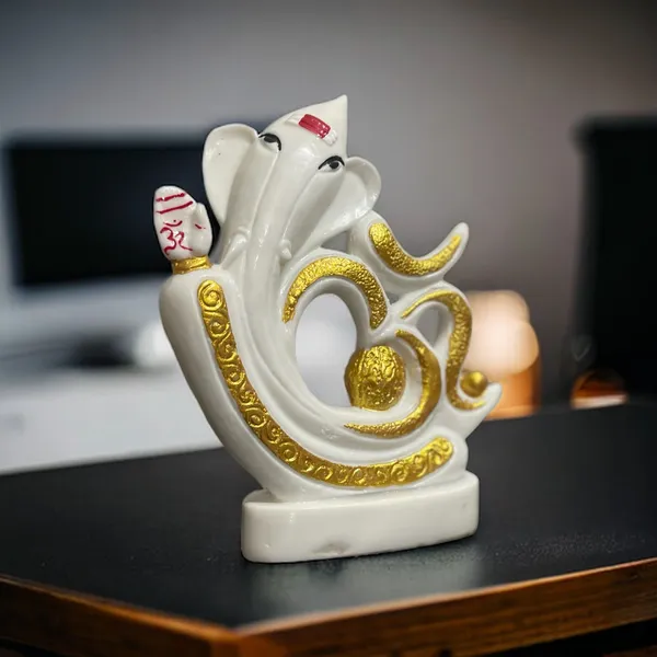 White_Om_Ganesh_White_Marble_Look_Best_Gift_For_Friend_Statue_Figurine