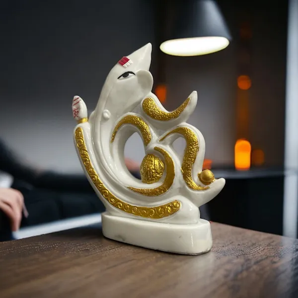 White_Om_Ganesh_White_Marble_Look_Best_Gift_For_Friend_Statue_Figurine