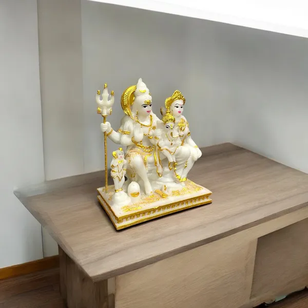 Cream_Shiv_Parivar_Idol_Shiv_Parvati_Ganesh_Kartikeya_Marble_Look_Murti