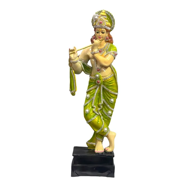 Green_Standing_Krishna_With_Bansuri_Decorative_Idol