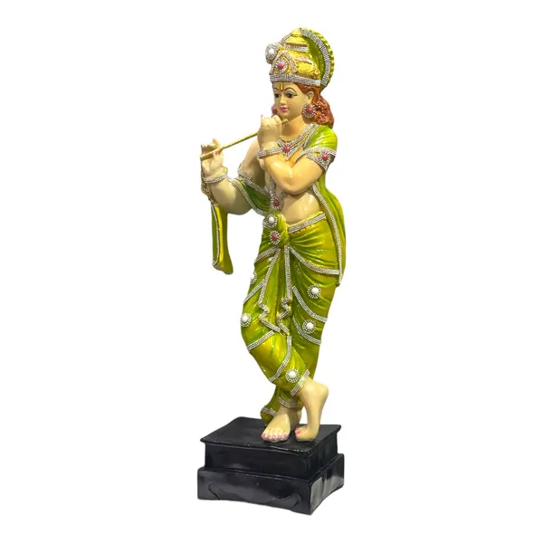 Green_Standing_Krishna_With_Bansuri_Decorative_Idol