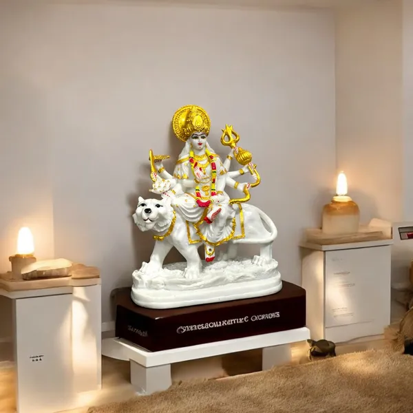 Off_White_&_Golden_Maa_Sherawali_Durga_Ji_Mata_Ji_Marble_Look_Idol_Murti_1.5_Ft