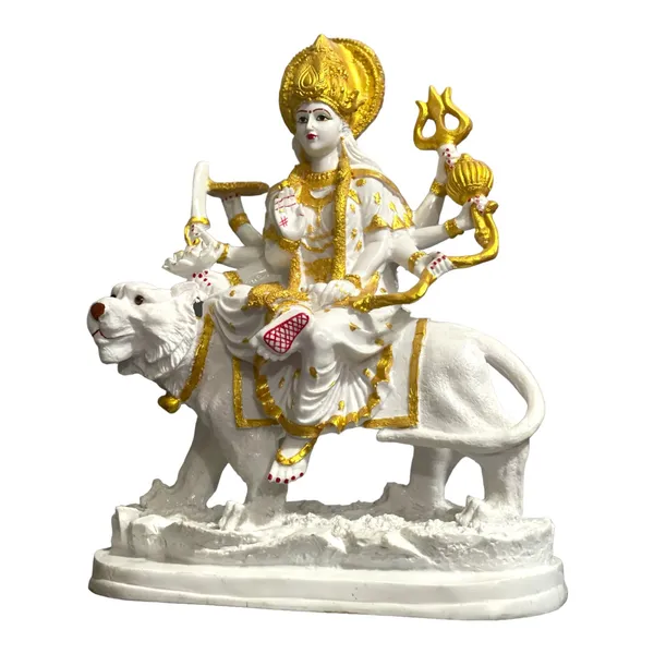 Off_White_&_Golden_Maa_Sherawali_Durga_Ji_Mata_Ji_Marble_Look_Idol_Murti_1.5_Ft