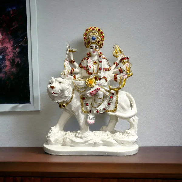 Off_White_&_Golden_Maa_Sherawali_Jagdambe_Durga_Ji_Mata_Ji_Idol_Marble_Look_Murti