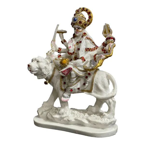 Off_White_&_Golden_Maa_Sherawali_Jagdambe_Durga_Ji_Mata_Ji_Idol_Marble_Look_Murti