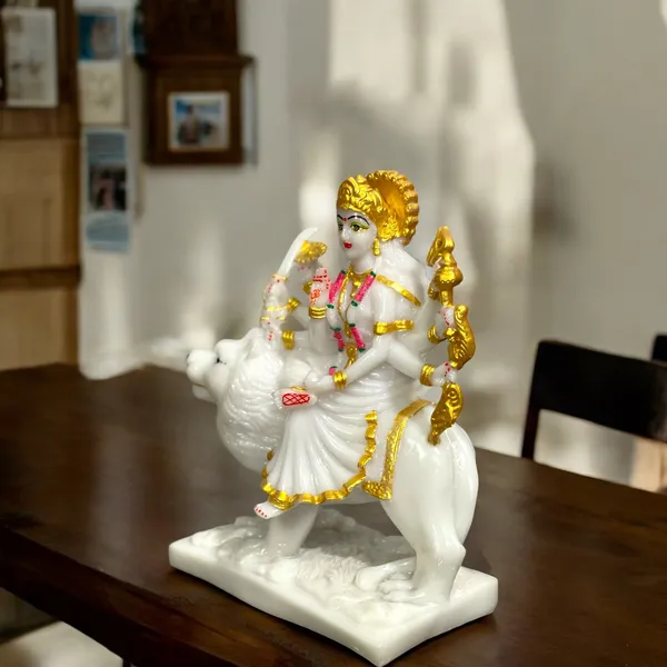 Off_White_&_Golden_Maa_Sherawali_Marble_Idol_Durga_Ji