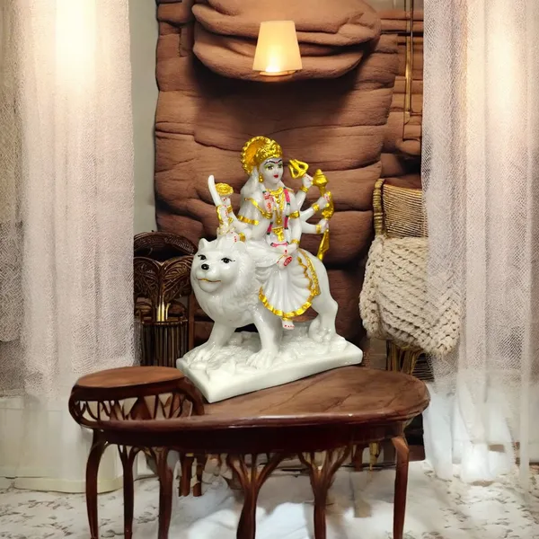Off_White_&_Golden_Maa_Sherawali_Marble_Idol_Durga_Ji