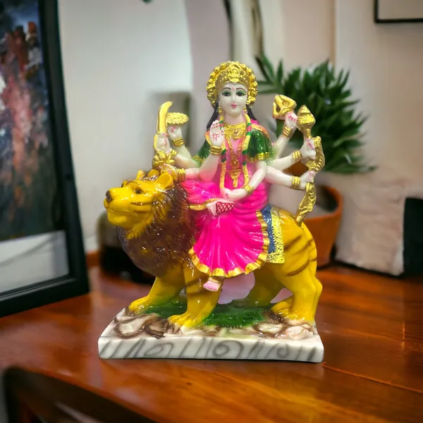 Multicolor_Maa_Sherawali_Marble_Idol_Durga_Ji