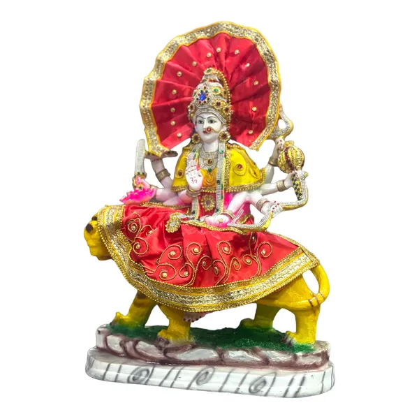 Multicolor_Maa_Sherawali_Durga_Ji_Mata_Ji_Marble_Look_Idol_Murti_1.5_Ft