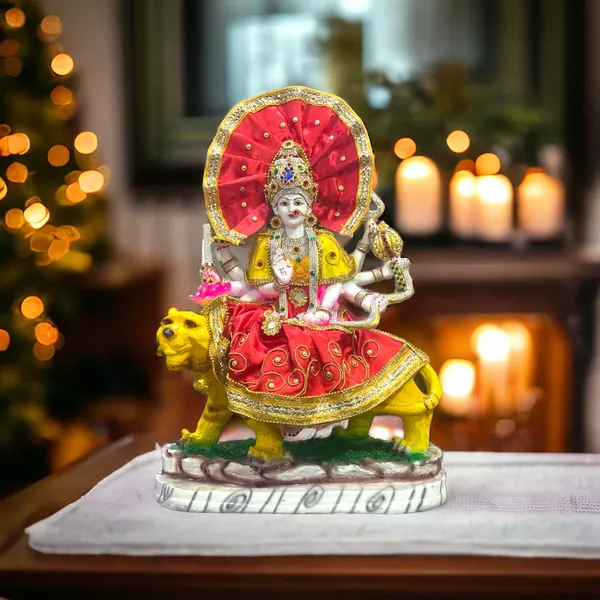 Multicolor_Maa_Sherawali_Durga_Ji_Mata_Ji_Marble_Look_Idol_Murti_1.5_Ft
