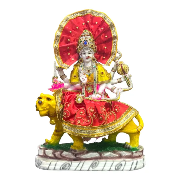 Multicolor_Maa_Sherawali_Durga_Ji_Mata_Ji_Marble_Look_Idol_Murti_1.5_Ft