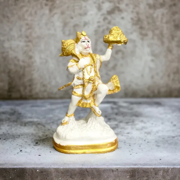 Off_White_&_Golden_Lord_Hanuman_Pawansut_Hanuman_Parvat_Marble_Idol