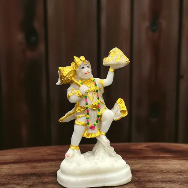 Off_White_&_Golden_Lord_Hanuman_Pawansut_Hanuman_Parvat_Marble_Idol