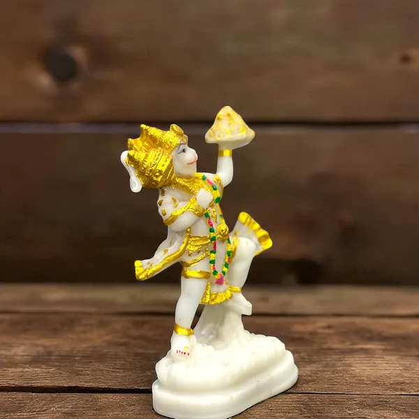 Off_White_&_Golden_Lord_Hanuman_Pawansut_Hanuman_Parvat_Marble_Idol
