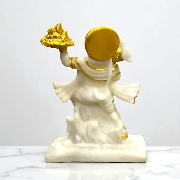 Off_White_&_Golden_Hanuman_With_Parvat_Marble_Idol