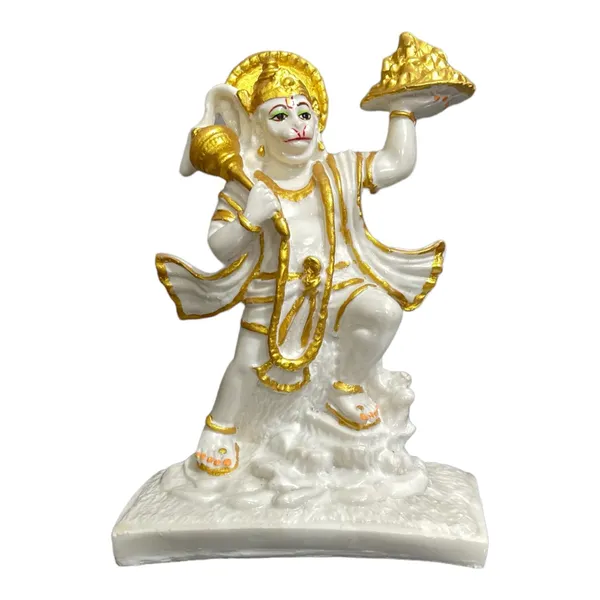 Off_White_&_Golden_Hanuman_With_Parvat_Marble_Idol
