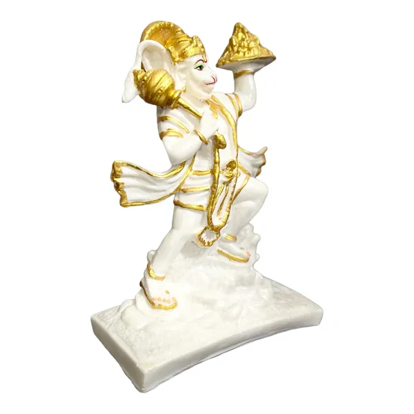 Off_White_&_Golden_Hanuman_With_Parvat_Marble_Idol