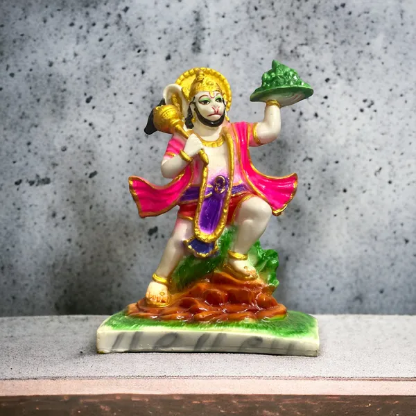 Multicolor_Hanuman_With_Parvat_Marble_Idol