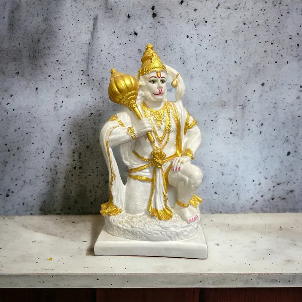 Cream_Sitting_Lord_Hanuman_Marble_Statue_Bajrang_Bali