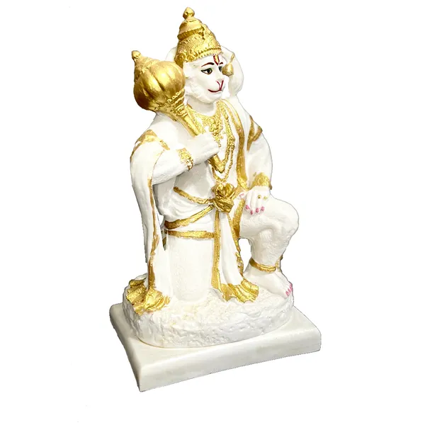 Cream_Sitting_Lord_Hanuman_Marble_Statue_Bajrang_Bali