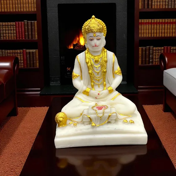 Cream_Samadhi_Hanuman_Marble_Idol_Meditating_Hanuman