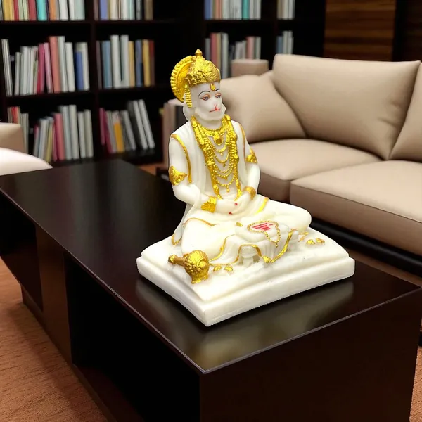 Cream_Samadhi_Hanuman_Marble_Idol_Meditating_Hanuman