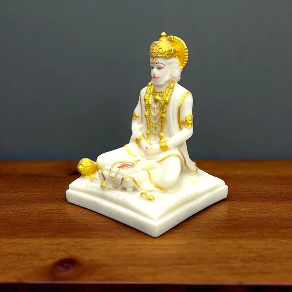 Cream_Samadhi_Hanuman_Marble_Idol_Meditating_Hanuman