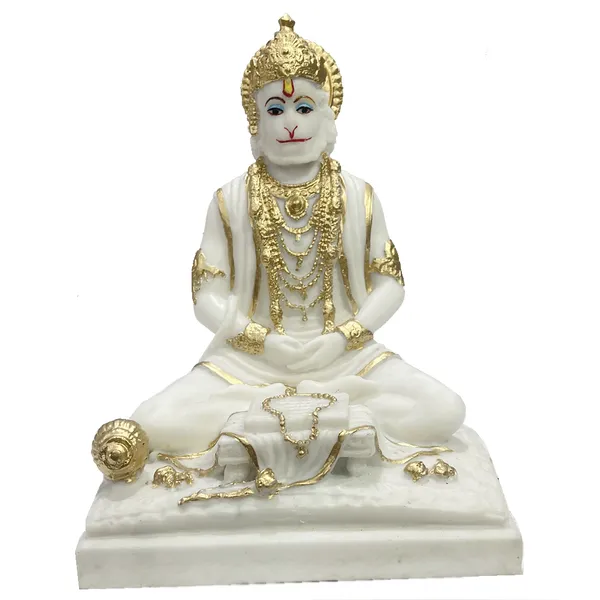 Cream_Samadhi_Hanuman_Marble_Idol_Meditating_Hanuman