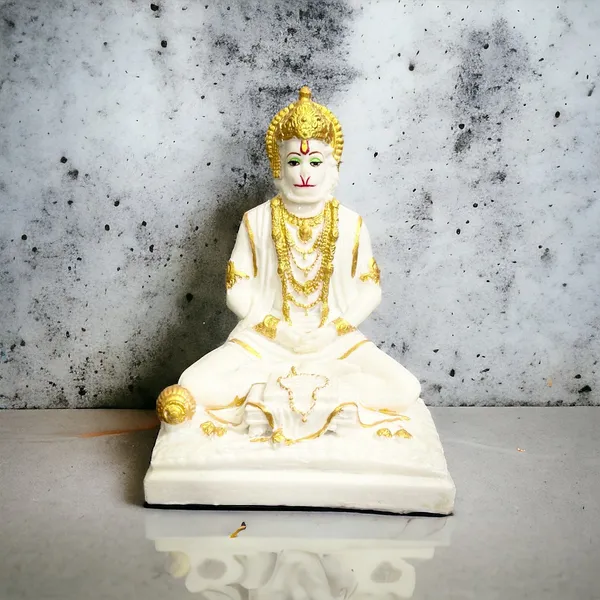 Cream_Samadhi_Hanuman_Marble_Idol_Meditating_Hanuman